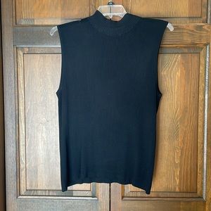 Lord & Taylor 2X Plus Size Ribbed Black Sleeveless Mock Turtleneck